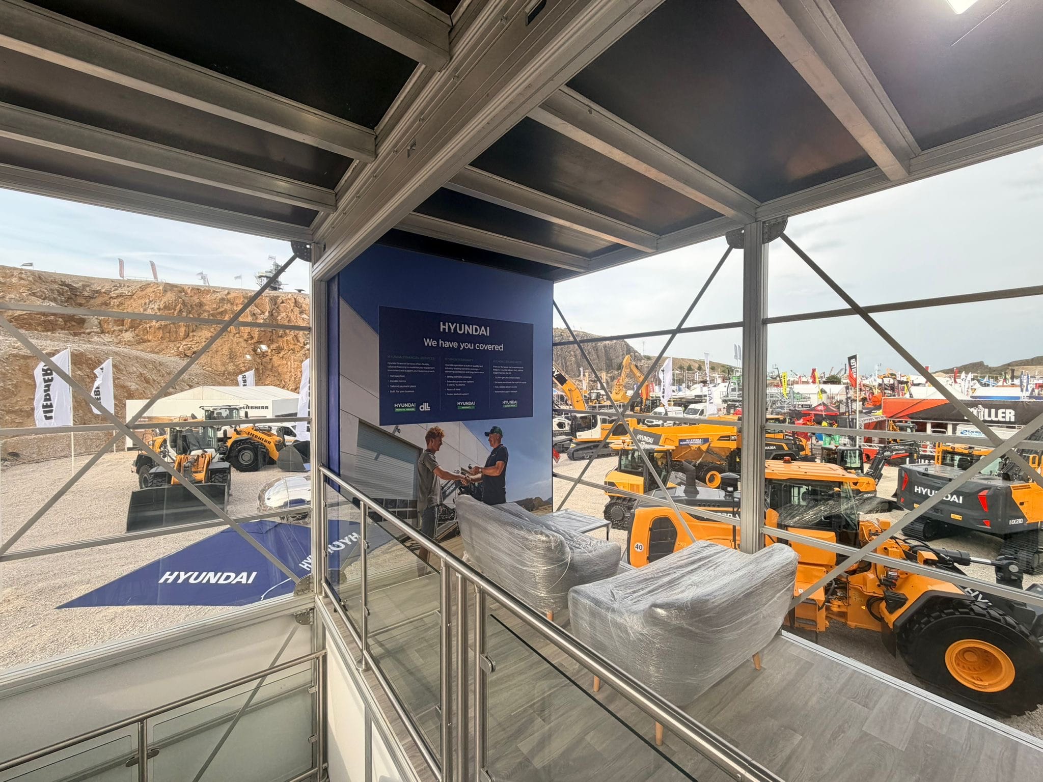 View from the upper deck of the Hyundai stand over machinery at Hillhead